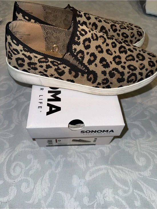 Sonoma Leopard-Print Slip-On Sneakers in Tan and Black