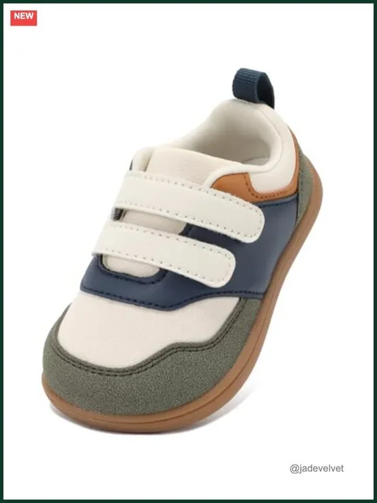 Toddler Barefoot Wide Walking Sneakers, Zero Drop, Hook and Loop, Non-slip TPR