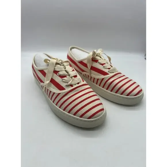 Soludos Marin Stripe‎ Sneakers Coastal Preppy Nautical Red Canvas Womens 11