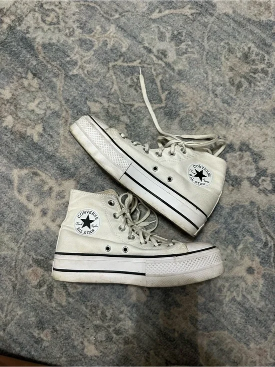 Converse White High-Top Canvas Sneakers with Black Trim