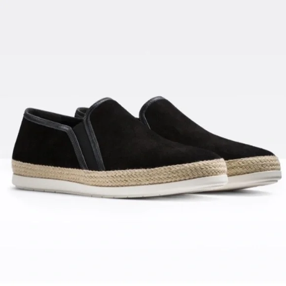 VINCE Acker Espadrille Slip-On Sneakers Black Suede