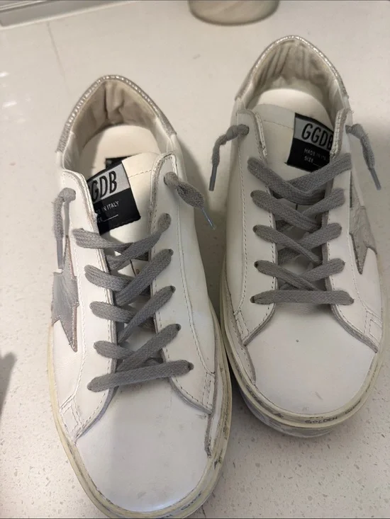 Golden Goose White Sneakers with Gray Star & Laces