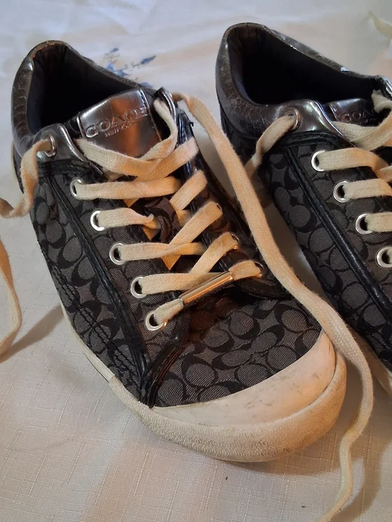 Coach Signature Monogram Lace-Up Sneakers - Black/Gray 8b 260910