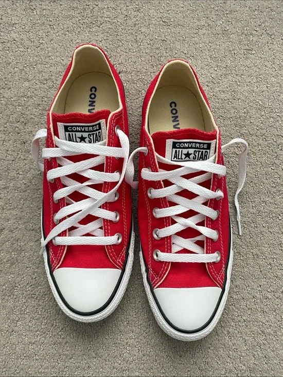 Converse Red Low-Top Canvas Sneakers with White Laces