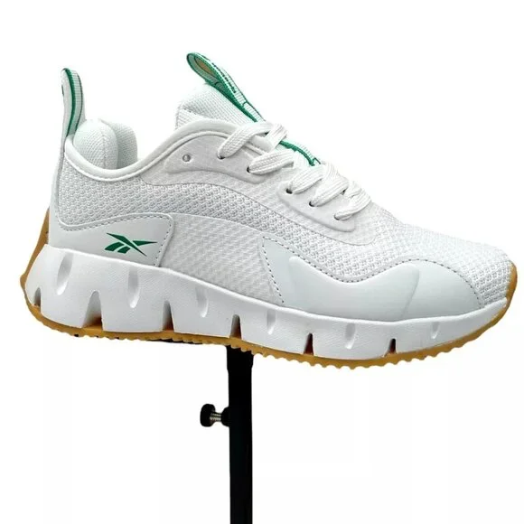 Reebok‎ Zig Dynamica Youth Boy's Sneakers Size 2Y White/Brown Toe & Heel Bumpers