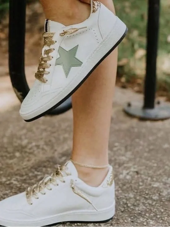 ShuShop Paula low top Sneakers with Mint Star and Gold Accents