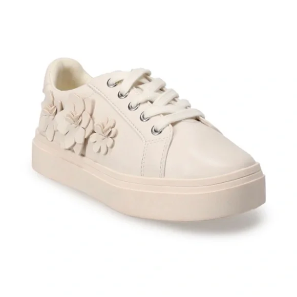 Sonoma Cream Kids Sneakers with Floral Design