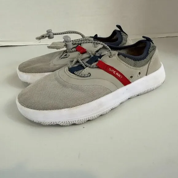 Sperry Coastal Break Sneaker Shoes Gray Red White Boys Size 13 M