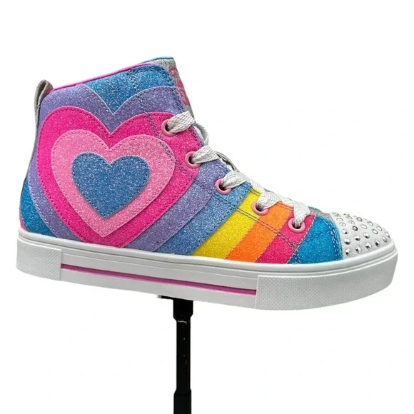 Skechers Youth Big Girl's Twinkle Toes High Top Sneakers Size 3 Rainbow Light-Up