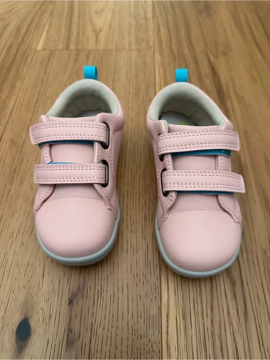 Ten Little Everyday Original Little Kids Pink Velcro Sneakers with Blue Accents