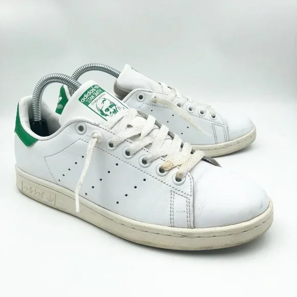 ADIDAS Shoes Womens 7.5 Stan Smith White Green Low Top Sneakers Court Trainers
