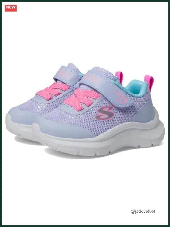 Kids Sneakers - Sparkle Mesh, Machine Washable, Hook & Loop Closure
