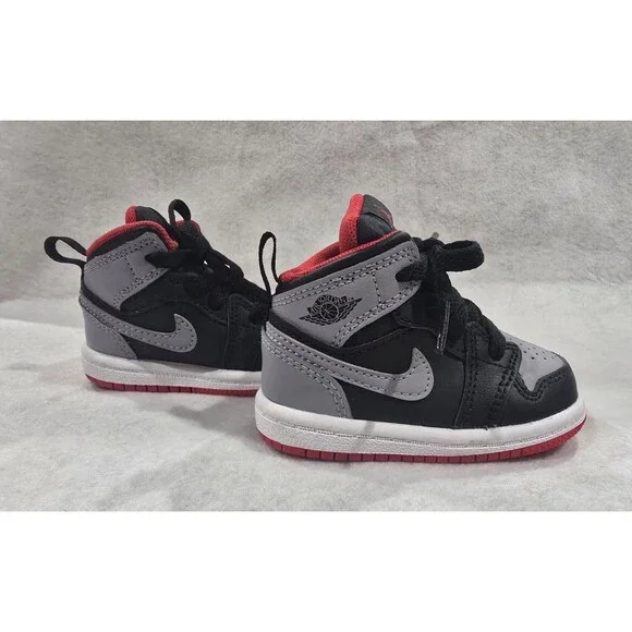 Air Jordan 1 Mid (TD) Baby 4C (Black/Cement Grey-Fire Red-White) DQ8425-006