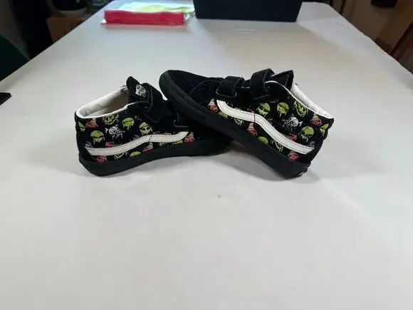 VANS  SK8-MID Hook loop SNEAKER Kids 3 TRIPPY DRIP BLACK GLOW IN THE DARK