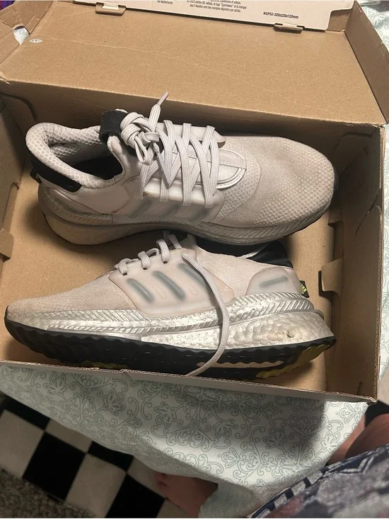 adidas Kids Light Gray White Athletic Sneakers