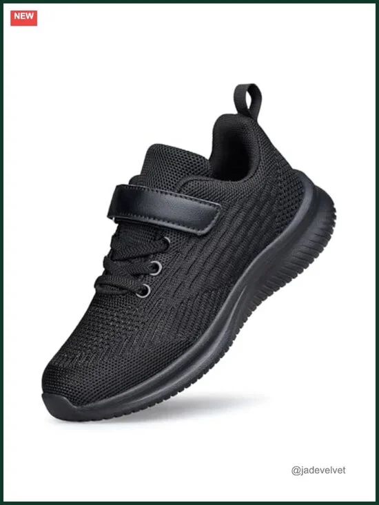 Unisex Kids Hook & Loop Sneakers Breathable Lightweight Running Shoes Non-Slip