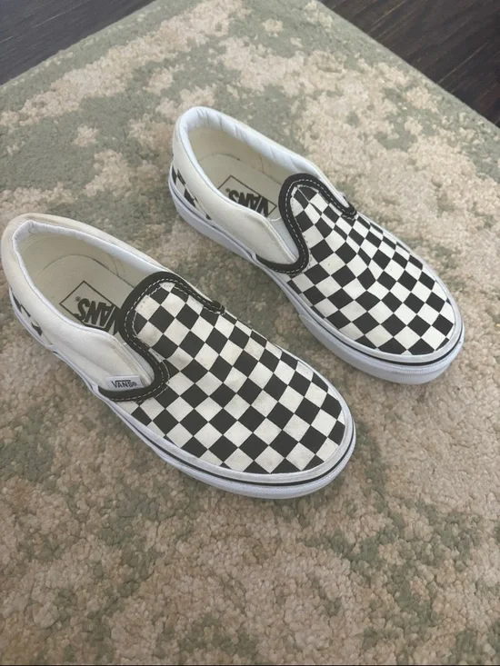 Vans Kids Slip-On Checkerboard Sneakers - Black & White
