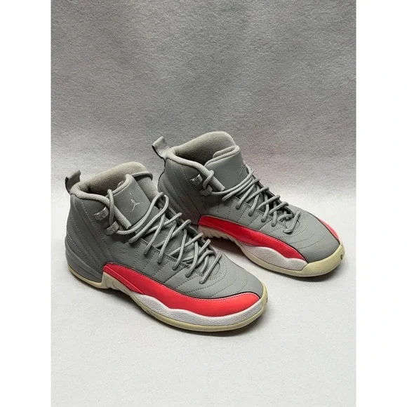 Air Jordan 12 Retro GS Wolf Grey Racer Pink Sneakers 510815-060 Size 7Y