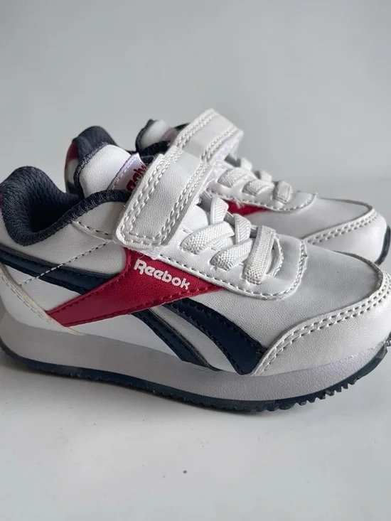 Reebok Toddler Shoes Size 5 White Red Navy Hook & Loop Sneakers