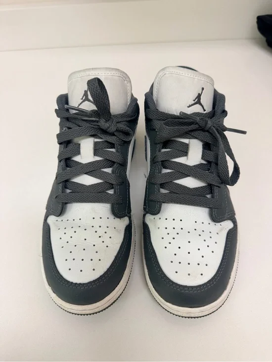Jordan Kids Low Top Sneakers in White and Dark Gray