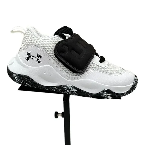 Under Armour Lockdown Youth‎ Boy's Leather Basketball Shoes Size 3Y White/Black