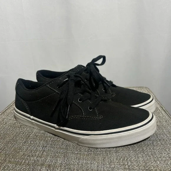 Vans Youth Size 6 Athletic Low Top‎ Textile Canvas Skate Shoes Black TB4R