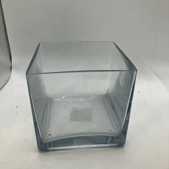 Crate Barrel Container Square Clear Glass Modern‎ Airtight Polish Minimalist