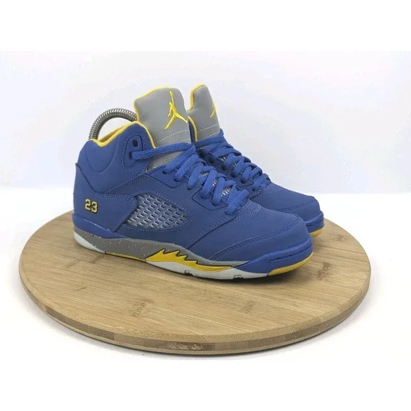 Nike Air Jordan 5 Retro Boys 3Y Shoes Racer Blue Yellow Youth GS Sneakers School