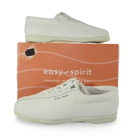 Easy Spirit AP1 Leather Casual Sneakers Womens‎ 9.5WW White Walking Shoes ESAP1