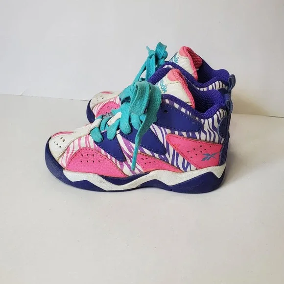 REEBOK KAMIKAZE MID ALL-STAR PINK PURPLE BLUE toddler  SIZE 7‎ BASKETBALL SHOES