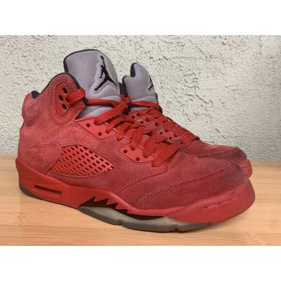 Nike Air Jordan V‎ 5 Red Suede 2017 Retro BG GS 440888-602 sz 6.5Y