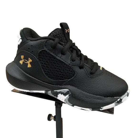 Under Armour Lockdown Little Boy's Leather Basketball Shoe Size 12 Black Lace Up