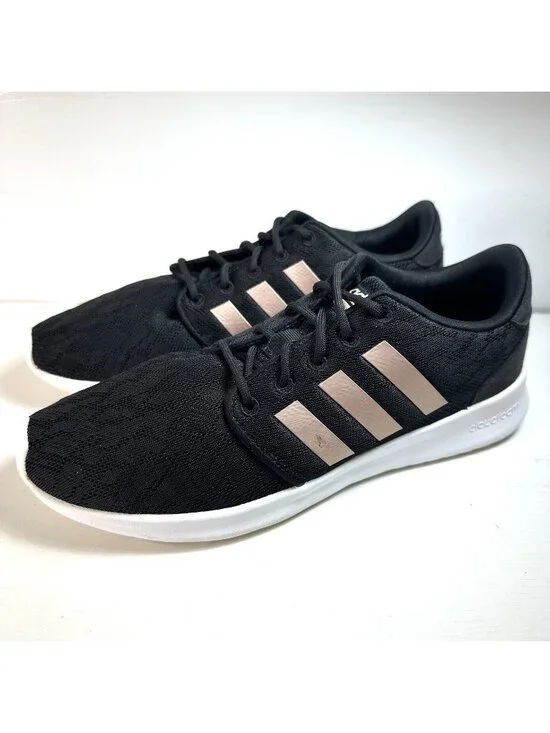 Adidas Cloudfoam Sneakers QT Racer Running Shoes Womens Size 8 Black Pink AC8247