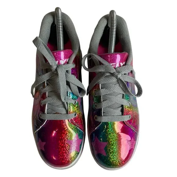 Heelys Split Stars Skate Shoe Pink Holographic Glitter Youth 6 / Women’s 7