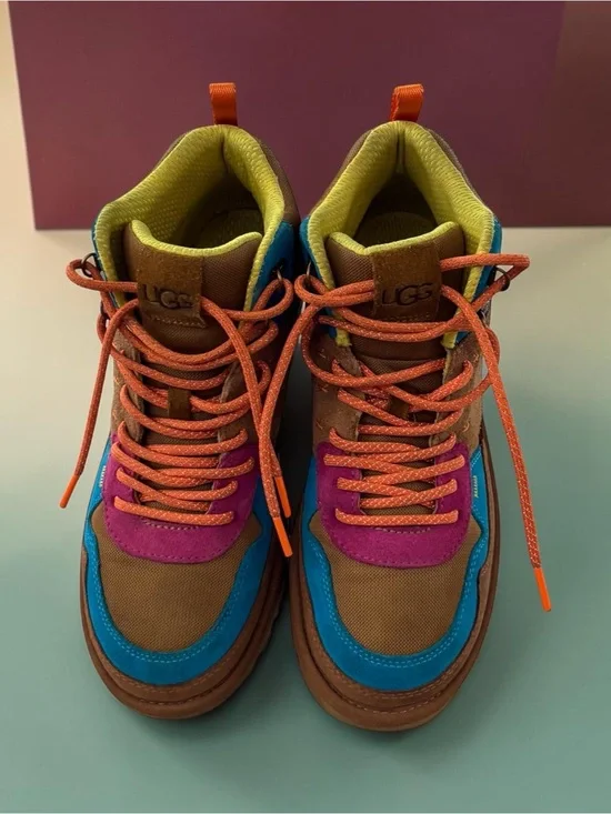 UGG Kids Brown High-Top Sneakers with Blue, Purple & Orange Accents