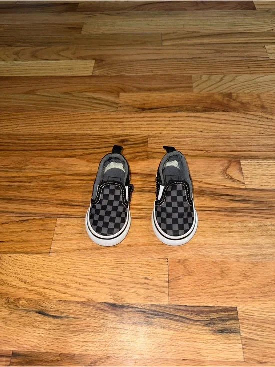 Vans Toddler Checkerboard Slip-On Sneakers - Black/Grey