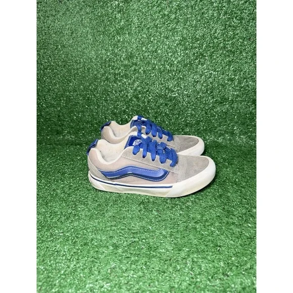 Vans Knu Skool Boys Size 2.5Y Grey Blue Casual Walking‎ Shoes Skate Sneakers