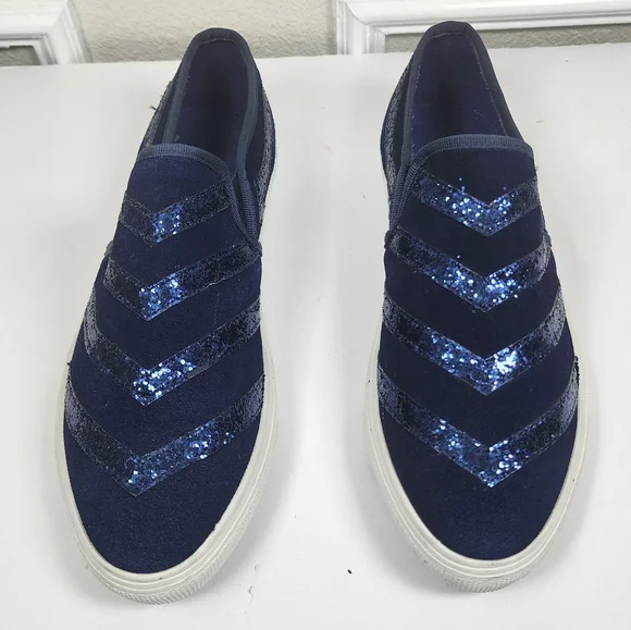 Andre Women Blue Glitter Slip On Sneakers Size 9.5
