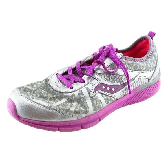 Saucony Silver Synthetic Athletic Girls Shoes‎ Size 5