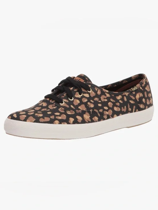 Keds Women's Champion Novelty Pack Leopard Print Canvas Sneaker - Black/Tan