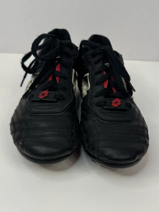 Kids Black Soccer Cleats with Red Details