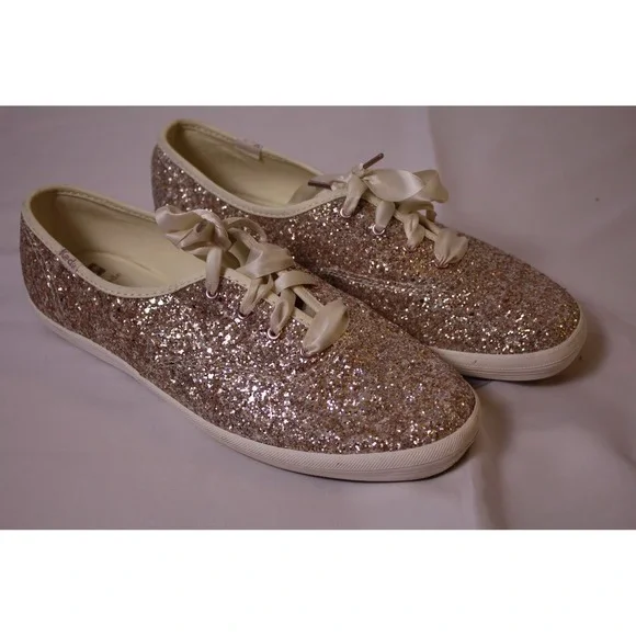 Keds X Kate Spade New York Women 9.5 Champion Ks Gold Glitter‎ Multi Sneakers