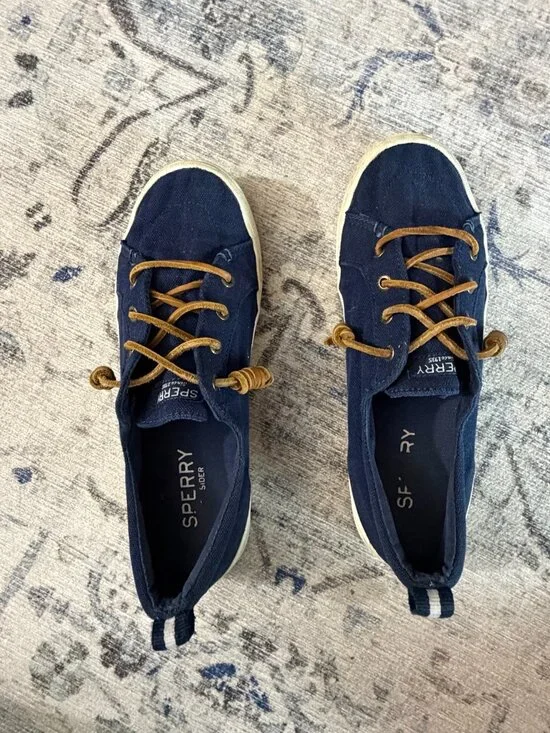 Sperry Side Navy Canvas Lace-Up Sneakers Women's Size 8M