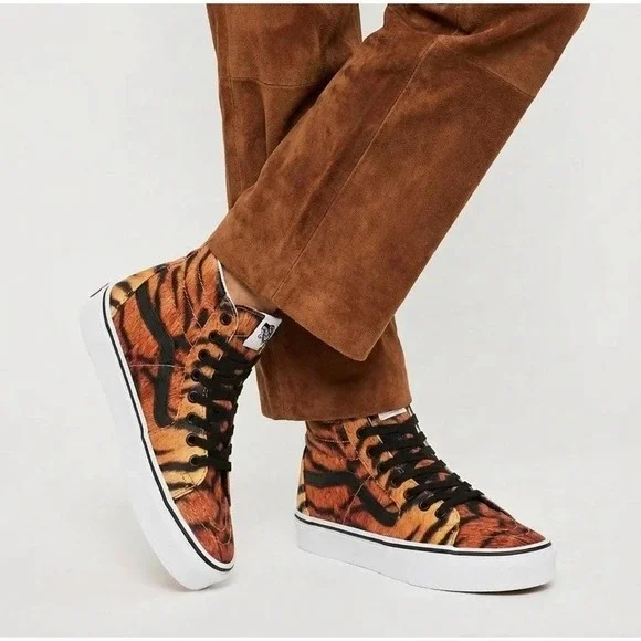 Vans Sk8 Hi Tapered Tiger Print High Top Sneakers Womens US 5.5 NEW Skate‎ Shoes