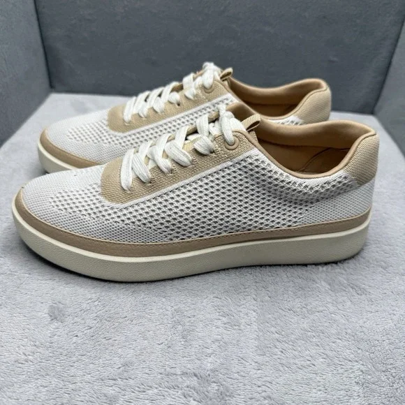 Vionic Galia Knit Sneakers Orthotic White Beige Womens 6.5 Comfort Walking Shoes