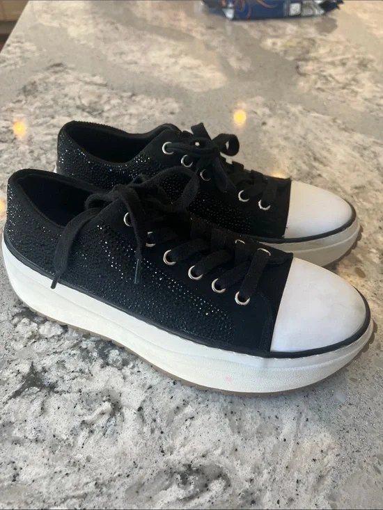 Wild Pair Highfive Bling Platform Sneakers Black Size 9 EUC