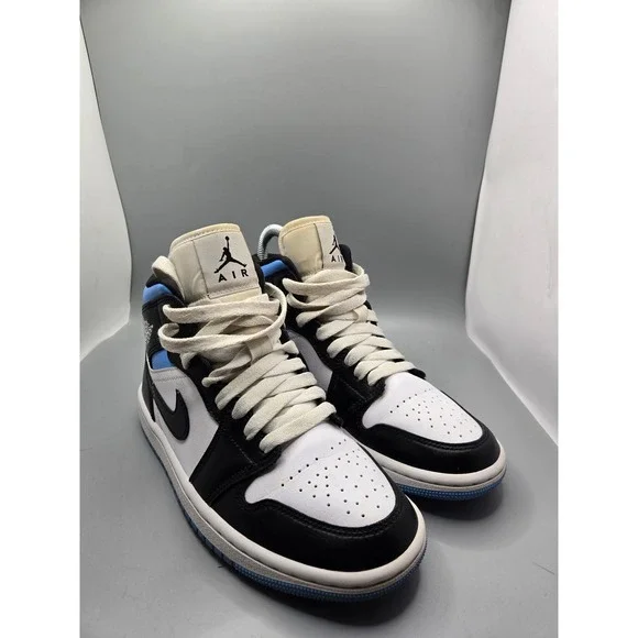 Air Jordan 1 Mid UNC White Black‎ Blue Youth Sneakers 6Y