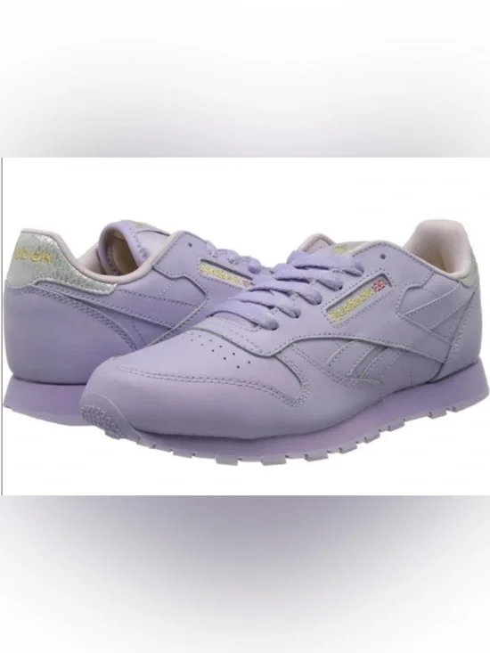 Reebok Classic Leather Metallic Sneakers Purple Retro 90’s Y2k Size 6 Street