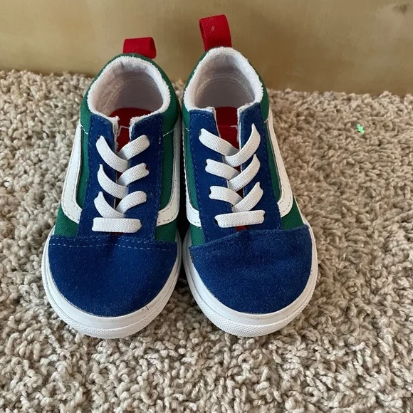 Kids Navy and Green Lace-Up Casual Sneakers