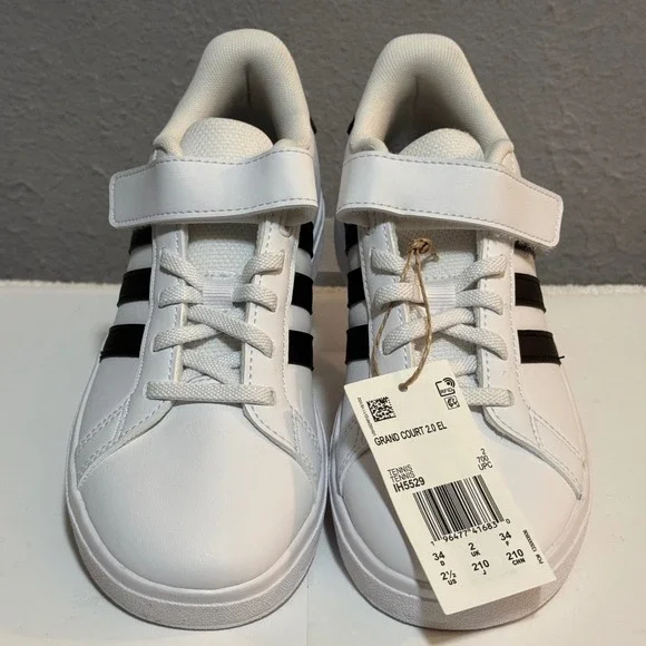 ADIDAS Grand Court 2.0 EL Sneakers‎ Kids Size 2.5 White Black IH5529
